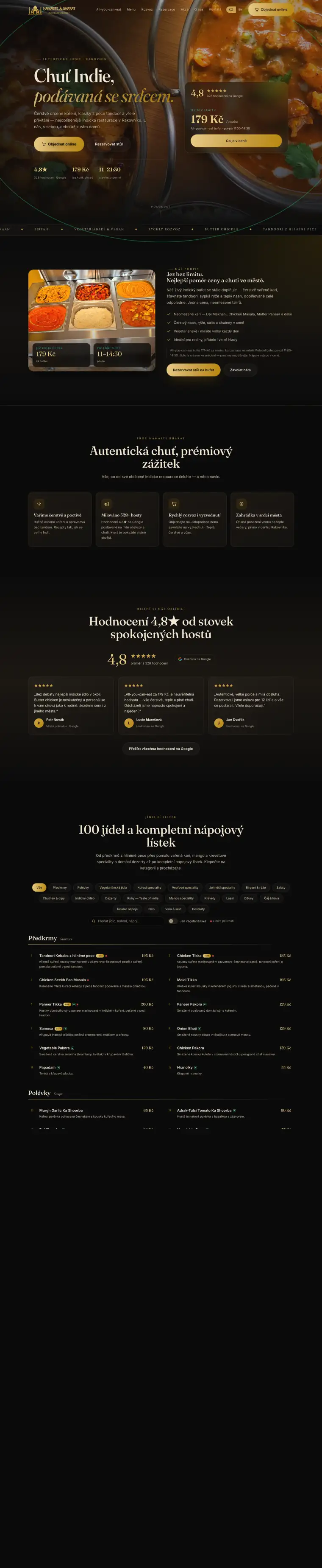 Náhled webu namastebharat.cz – indická restaurace Rakovník