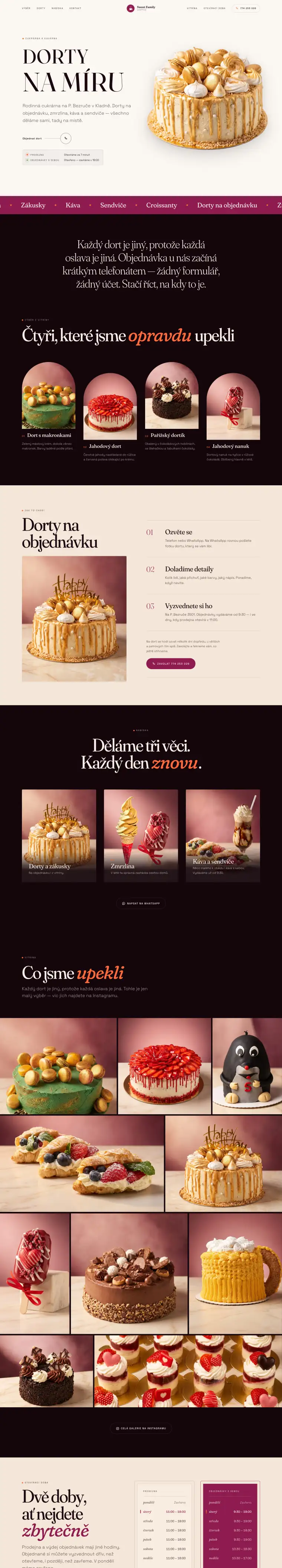 Náhled webu Sweet Family Coffee – cukrárna a kavárna v Kladně